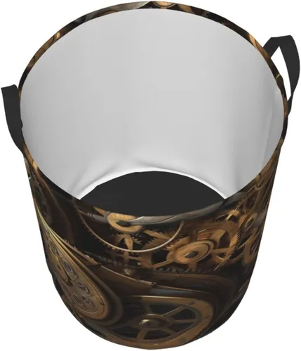 Vista 3 de Cool Steampunk Gears print Circular Hamper Waterproof Storage Bin Organizer Basket Laundry Hamper With Handles For Clothes Toys Small