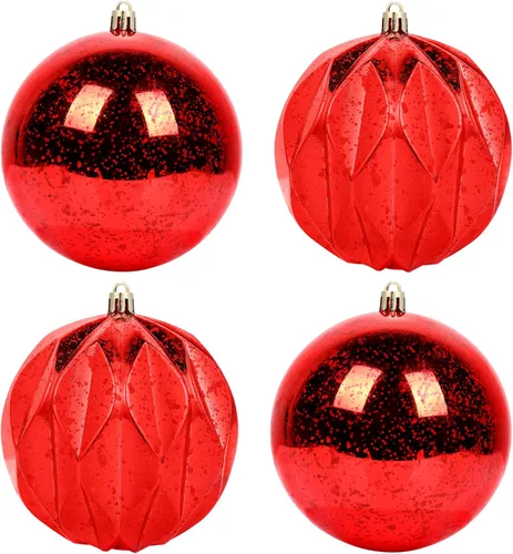 Vista 8 de Esfera de árbol de Navidad transparente para colgar, inastillable, extra grande, bola de mercurio con ganchos para adornos de árbol, para Navidad