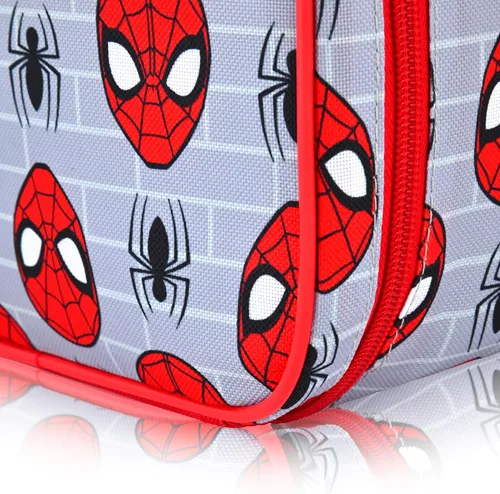 Vista 4 de Fast Forward Lonchera Marvel Spiderman para niños, lonchera aislada de Spiderman para niños, niñas, unisex, lonchera reutilizable gris Spiderman