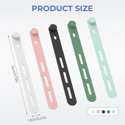 Vista 7 de Paquete de 10 bridas de silicona reutilizables, organizador de cables ajustables para auriculares, cargador de teléfono, cables de computadora