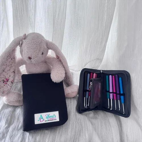 Vista 7 de Athena's Elements Tamaño estándar de Estados Unidos 100% preciso – Estuche perfecto para ganchillos de crochet, juego con bolsillo extraíble, Negro