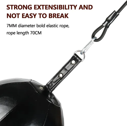 Vista 5 de InnoLife Kit de saco de boxeo de doble extremo con bola de perforación, kit de reacción de velocidad con cordones elásticos, perfecto