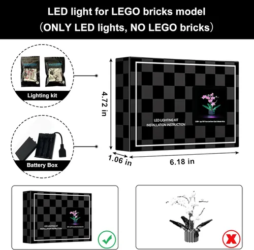 Vista 6 de Vaodest Luz LED para Lego Orchid 10311 modelo de bloques de construcción de plantas, diseño y configuración compatible con el modelo 10311
