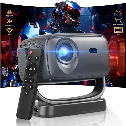 Proyector portátil inteligente 4K con WiFi 5G, Bluetooth 5.2,600 ANSI proyector con aplicación incorporada, proyector de película para exteriores