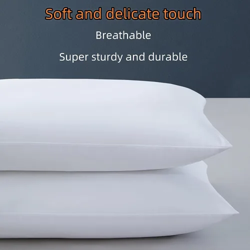 Vista 8 de Juego de 2 fundas de almohada de algodón de 1000 hilos tamaño estándar, 100% algodón egipcio tejido satinado, fundas de almohada con cierre de Blanco