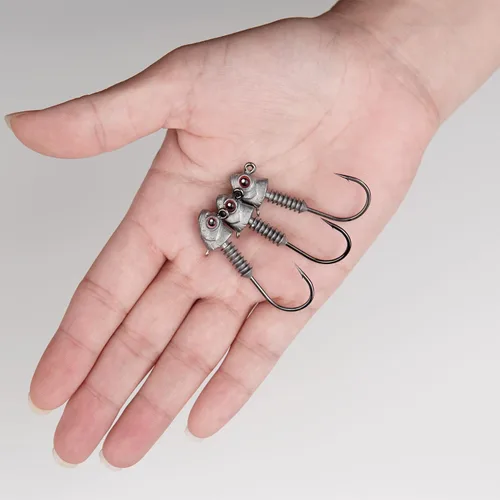 Vista 9 de Swimbait Jig Heads con soporte de cono apilado, minnow estilo ojo pesca jighead 3/16 1/4 3/8 1/2 oz (15 piezas)