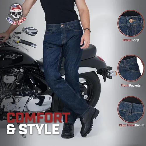 Vista 4 de WICKED STOCK Pantalones de motociclismo para hombre con protección CE LEVEL2 - Azul oscuro