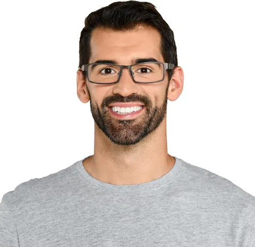 Vista 7 de Foster Grant mens Sawyer Multifocus Reading Glasses Rectangular Reading Glasses Mate plomizo/transparente