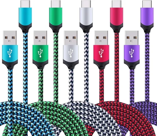5Pack 6FT Fast USB Type C Cable Phone Charger Cord for Samsung Galaxy S26 S26+ S25 Edge S25+ Plus Ultra S24 S23 S22 S21 S20 FE Ultra S10 S10+ S9 S8