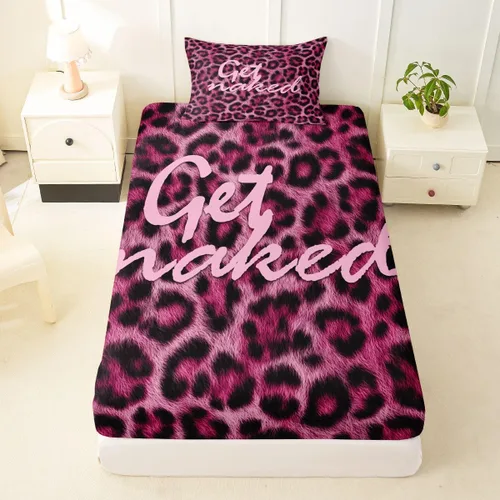 Vista 19 de Feelyou Leopard Print Lips Fitted Sheet Twin Size for Kids Boys Girls Cheetah Print Bed Sheets Set 16" Deep Pocket Soft Breathable Microfiber
