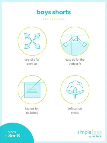 Vista 2 de Simple Joys by Carters Pantalones cortos de punto para bebés niños pequeños y niños paquete múltiple