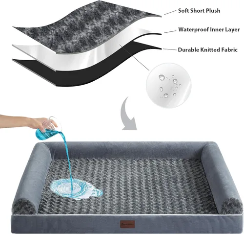 Vista 5 de BFPETHOME - Camas ortopédicas para perros grandes, cama para perros medianos y grandes, sofá impermeable para mascotas con funda extraíble y lavable