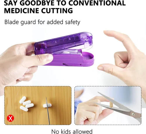 Vista 7 de Cortador de pastillas para pastillas pequeñas y pequeñas, cortadores de pastillas ajustables para tabletas pequeñas, corta con precisión varias