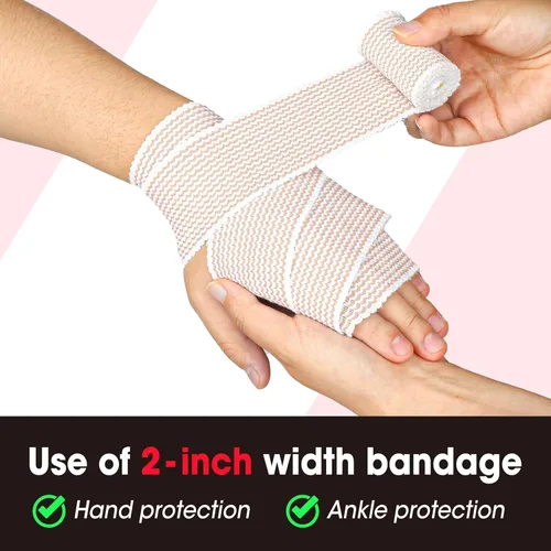 Vista 5 de YesBes Paquete de 6 Vendas Elásticas Premium (2x2, 2x3, 2x4), Venda de Compresión, Vendas para Linfedema para Piernas, Tobillo, Rodilla, Abdomen