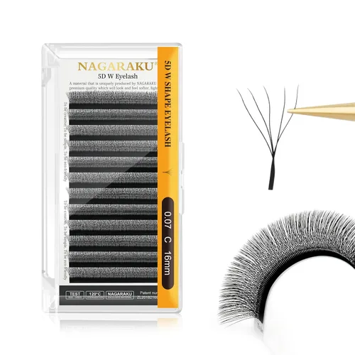 Vista 251 de NAGARAKU Extensiones de pestañas prefabricadas en abanico 3D W 0.05 C 0.315 0.05-C 3D W