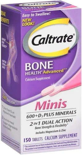 Caltrate 600 + D3 Plus Minerales Mini (150 Count) Suplemento de calcio y vitamina D3 Mini Tablet, 600 mg (3 CUENTA)