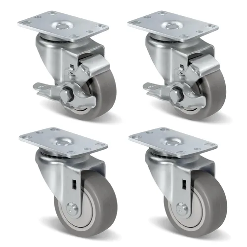 Vista 32 de Ruedas resistentes de 3 pulgadas, ruedas giratorias con frenos, ruedas de placa con rueda de goma para muebles, plataforma, camión, carrito