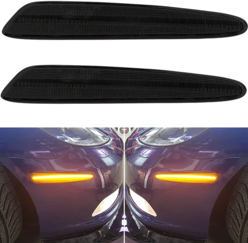 Vista 9 de NJSBYL 4 piezas de lentes transparentes ámbar/rojas delanteras traseras LED Kits de luces laterales para Chevy Corvette C6 2005 2006 2007 2008 2009