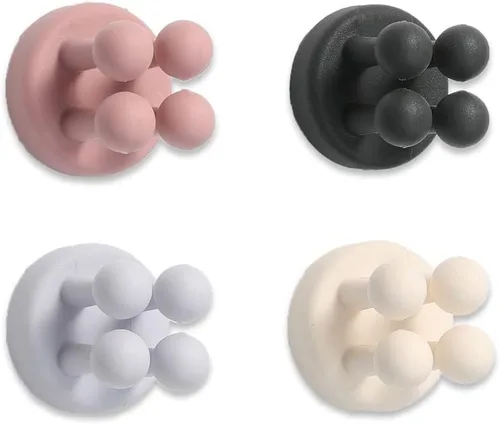 Vista 9 de 6 soportes de silicona impermeables para cepillos de dientes, ganchos autoadhesivos multifunción para colgar llaves, ropa, toalla, cable