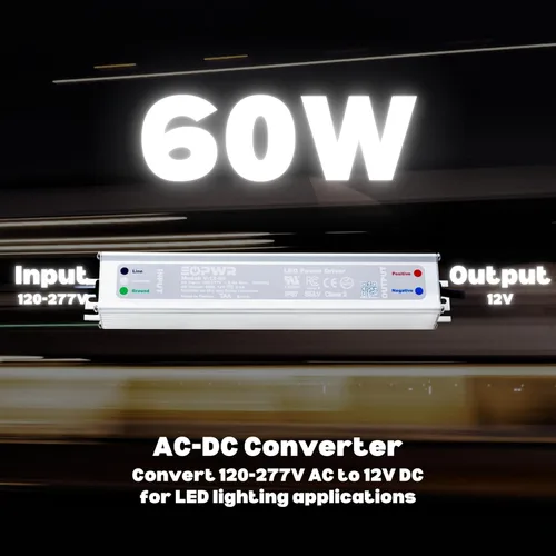 Vista 2 de Controlador LED 60W Impermeable IP67 Fuente de Alimentación AC120-277V a 12V CC Transformador de Bajo Voltaje Adaptador Voltaje Constante para Tira