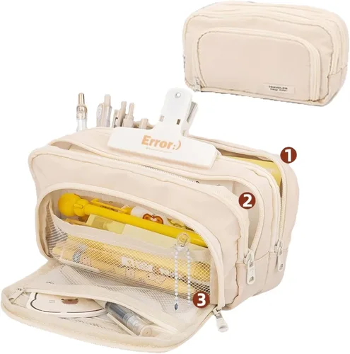 Estuche para lápices de gran capacidad, 3 compartimentos, bolsa grande para lápices, estuche para lápices, organizador de almacenamiento simple,