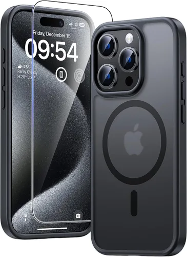 Vista 42 de TAURI - Funda magnética para iPhone 15 Pro Max, 3 en 1, compatible con MagSafe, no se pone amarilla, con 2 protectores de pantalla, protección