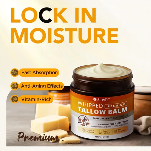 Vista 2 de Grass-Fed Beef Tallow for Skin: Whipped Beef Tallow Face Body Moisturizer - All Natural Skincare Tallow Balm for Eczema and Dry Skin 4oz (Unscented)