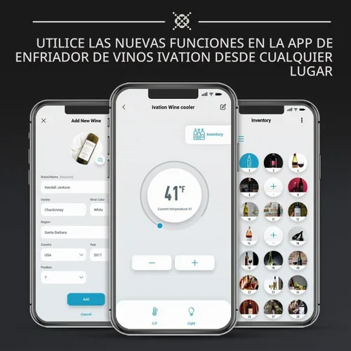 Vista 4 de Ivation Refrigerador de vino con compresor de 18 botellas con sistema de refrigeración de control inteligente de aplicación Wi-Fi Refrigerador