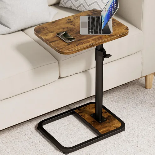 Vista 13 de GOYLSER Mesa de bandeja de TV de altura ajustable, abatible, mesa auxiliar de aperitivos con giro de 360° e inclinación de 180°, mesa auxiliar
