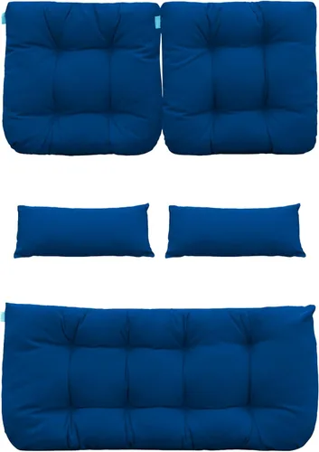 Vista 6 de QILLOWAY - Cojines de asiento de mimbre para patio al aire libre, juego de sofá, dos almohadas en forma de U, dos almohadas lumbares para muebles