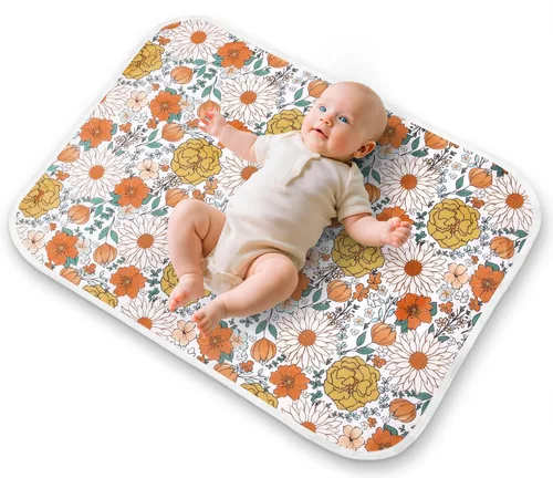 Vista 12 de Cambiador de pañales para bebé, tapete de cambio de dinosaurio, 3 capas, impermeable, plegable, absorbente, para mujeres, almohadillas reutilizables