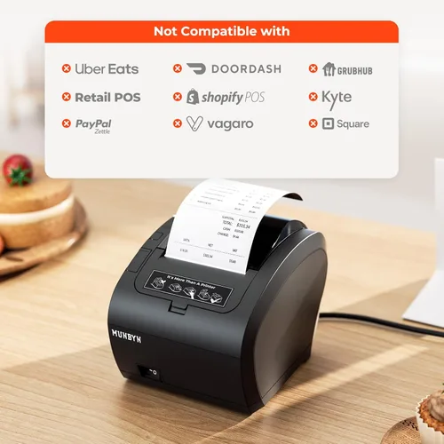 Vista 4 de MUNBYN Impresora de recibos WiFi con puerto USB, impresora POS de 3.150 in funciona con Mac cuadrado, Windows, Chromebook Linux, cajón de efectivo