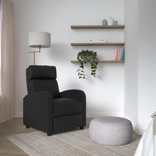 Vista 2 de BestMassage Silla reclinable con función de masaje de 2 puntos Negra con soporte lumbar, respaldo ajustable, reposabrazos anchos, reposapiés