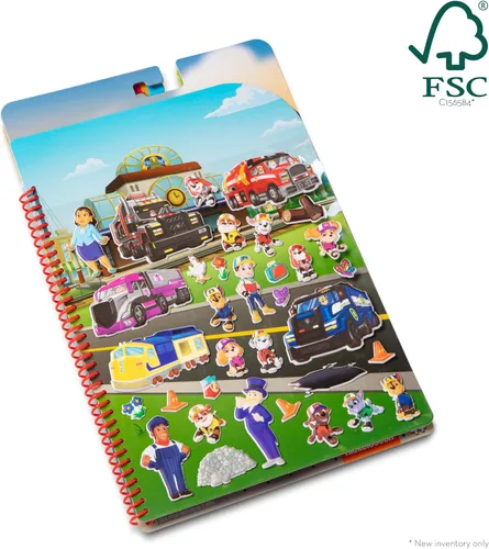 Vista 3 de Melissa & Doug Calcomanías hinchadas reciclables de la Patrulla Canina, libro de calcomanías de camiones grandes, libro de actividades de viaje