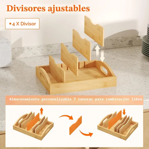 Vista 3 de Lifewit Organizadores de tapa de bambú para armario interior con 5
