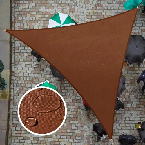 ColourTree TADT16 - Toldo triangular impermeable, tamaño personalizado de 4 x 4 x 4 pies, color marrón, toldo tipo vela UPF50, 95% con bloqueo UV,