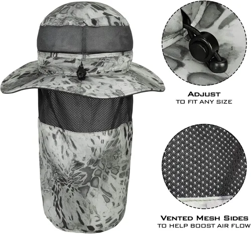 Vista 3 de KastKing Sombrero Boonie UPF 50, Sombrero de Pesca con Solapa de Cuello Extraíble, Sombreros de Sol para Hombres