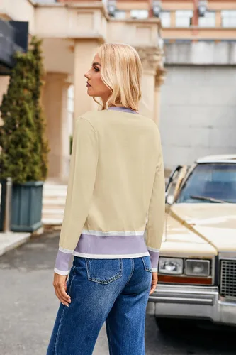 Vista 6 de GRACE KARIN Suéteres tipo cárdigan para mujer, cárdigan corto ligero de beige púrpura