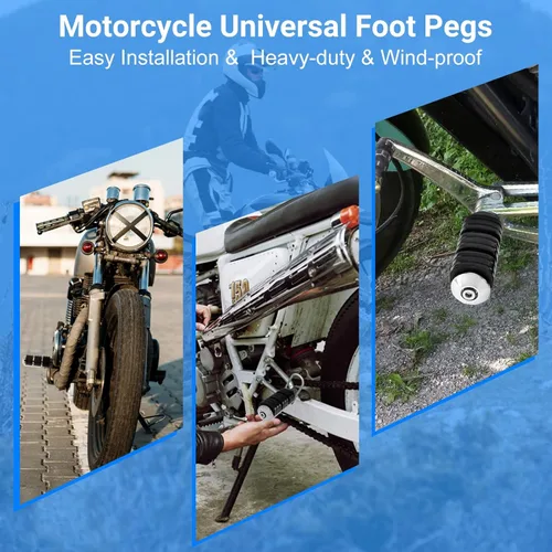 Vista 2 de Estriberas de motocicleta, barra de protección del motor, reposapiés de carretera, con goma acolchada antideslizante, ajuste universal para Harley