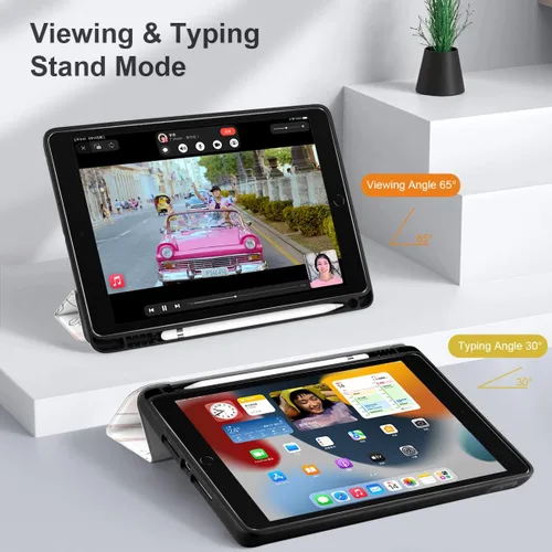 Vista 8 de DONGKE Funda compatible con iPad de 10.2 pulgadas 2021 2020 2019 iPad de 9ª/8ª/7ª generación con soporte para lápices, funda protectora delgada