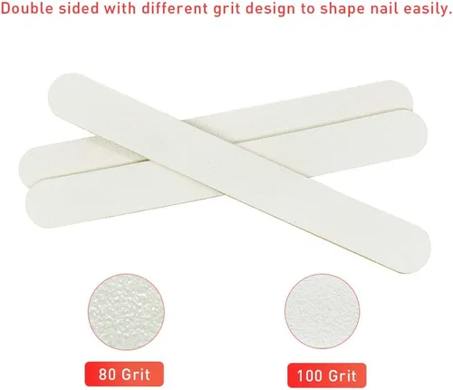 Vista 4 de Limas de uñas profesionales de doble cara Emery Board 80/100 Grit para poligel acrílico extensión de uñas manicura pedicura herramienta blanco 50