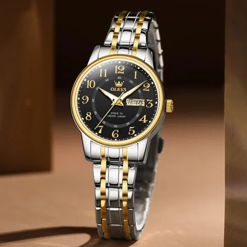 Vista 2 de OLEVS Reloj de acero inoxidable para mujer, reloj de vestir para mujer, con fecha, a la moda, para negocios, impermeable, analógico, de cuarzo