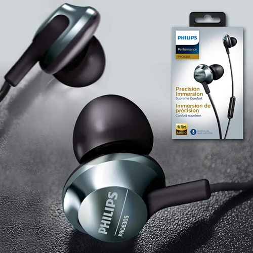 Vista 5 de Philips Pro Wired Earbuds with Microphone, Hi-Res Audio Earphones with Cord, Lightweight and Comfortable Wired in Ear Headphones with Mic, Powerful