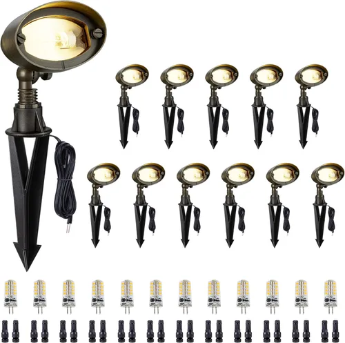 Vista 18 de Gardenreet Luz de Inundación de Latón Sólido - Luz de Lavado de Pared LED de Bajo Voltaje, 12V Impermeable para Exterior con Conexión Directa