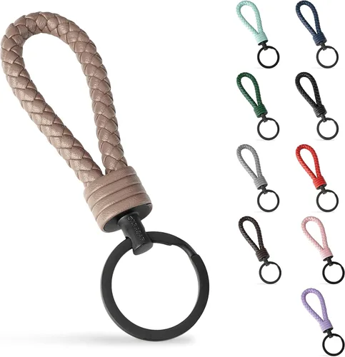 Vista 16 de SERASAR Leather Keychain [Strong] - with Additional Stainless Steel Key Ring for Small Keys - with Gift Box