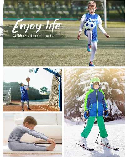 Vista 5 de Roadbox Boys Compression Pants 2 Pack - One Leg 34 Tights or Thermal Base Layer Leggings for Basketball Football Running