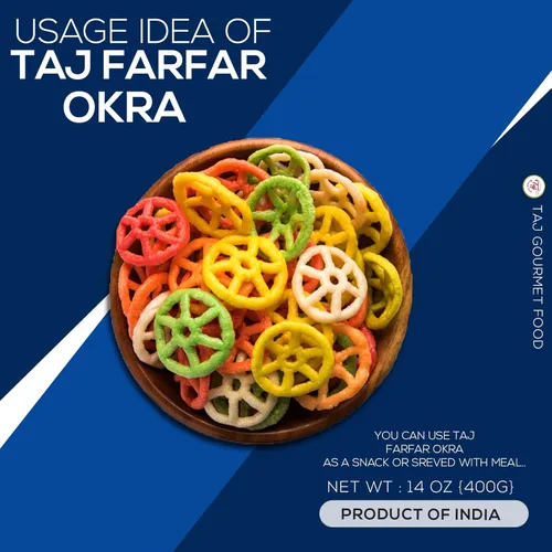 Vista 5 de TAJ Gourmet Farfar Fryums (tubo de pellets de trigo), 14.11 oz (Okra)