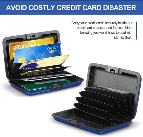 Vista 2 de 2 piezas de tarjetero de crédito, delgado mini protector de tarjeta de crédito, estuche de aluminio para tarjetas de visita, organizador