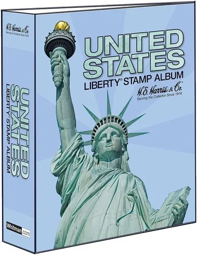 Vista 24 de H.E. Harris & Co. USA Liberty - Álbum de sellos postales con imágenes/ilustraciones (parte A 1847-1994) con carpeta de dos postes