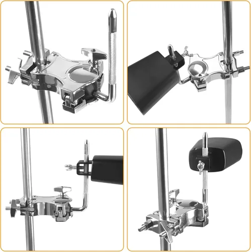 Vista 3 de Abrazadera L-Rod para Cencerros, Abrazaderas de Címbolo de Aleación de Zinc para Montajes de Tambores, Soporte de Montaje para Percusión